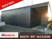Duży Garaż Blaszany 12x6m Grafit  - Blaszak - Wiata - Hala - ROMSTAL