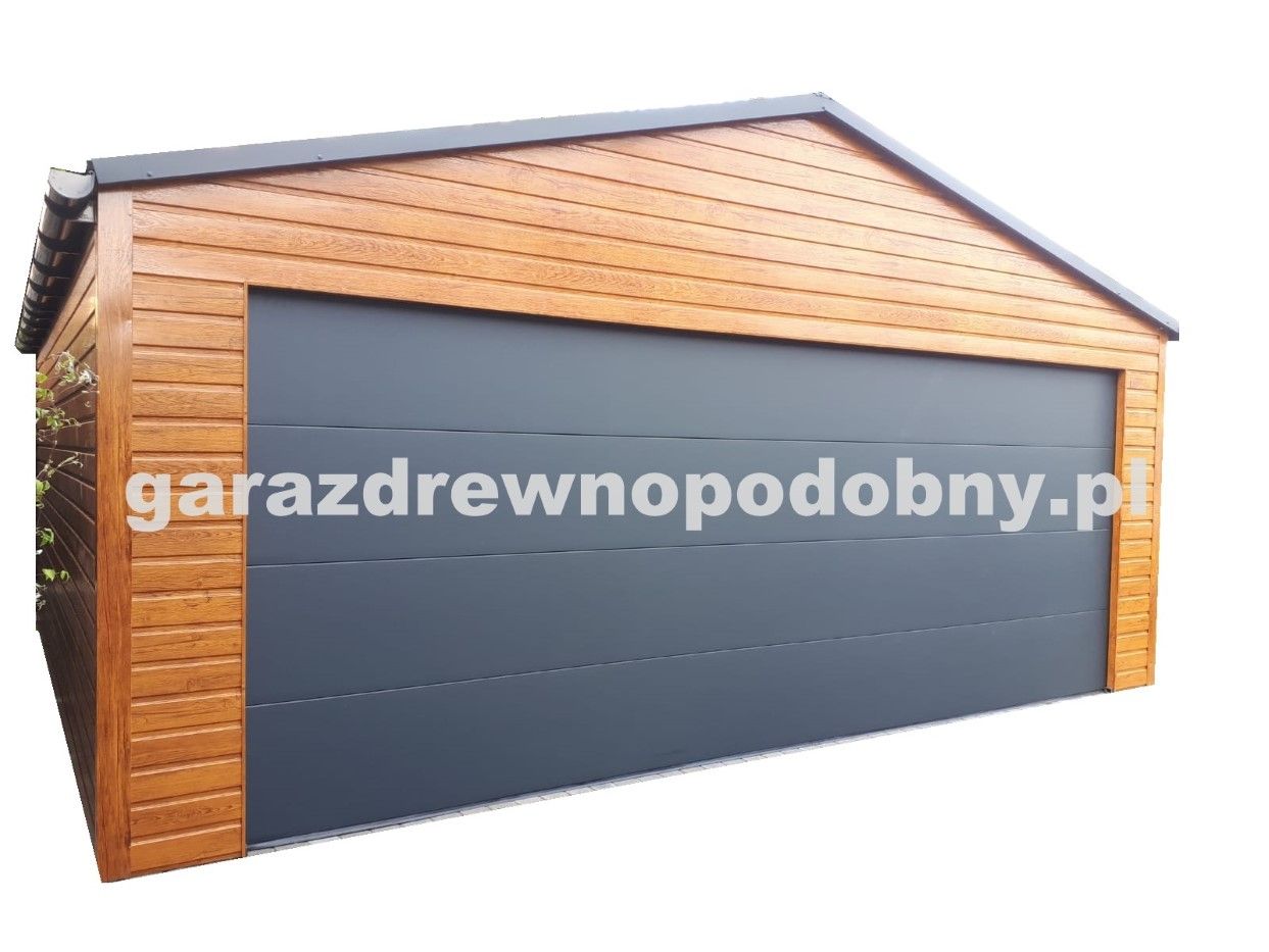 Garaż Blaszany Drewnopodobny 6x5 brama segmentowa  - Zdjęcie 1