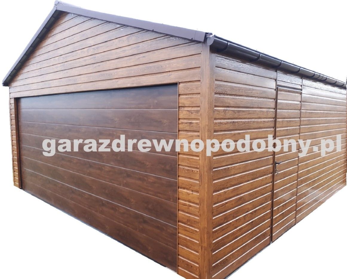 Garaż Blaszany Drewnopodobny 6x5 brama segmentowa  - Zdjęcie 1