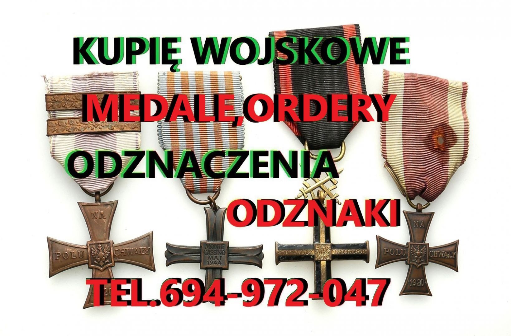 KUPIĘ WOJSKOWE STARE ODZNACZENIA,ODZNAKI,MEDALE,ORDERY TELEFON 694972047 Gdańsk - Zdjęcie 1