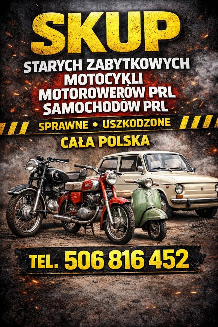 SKUP: STARE ZABYTKOWE MOTOCYKLE MOTOROWERY MOTORY PRL CAŁA POLSKA SAMOCHODY PRL Gdańsk - Zdjęcie 1