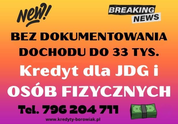 KREDYT DLA JDG I OSÓB FIZYCZNYCH BEZ DOKUMENTOWANIA DOCHODU! Gdańsk - Zdjęcie 1