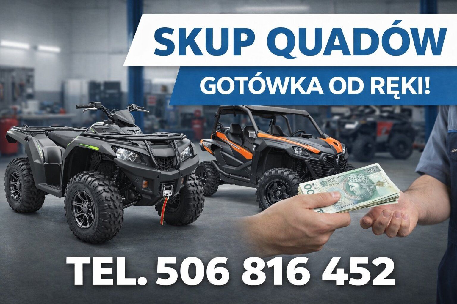 ODKUP QUADÓW ZA GOTÓWKĘ! SZYBKA GOTÓWKA! KUPIMY KAŻDEGO QUADA BUGGY SSV UTV Gdańsk - Zdjęcie 1