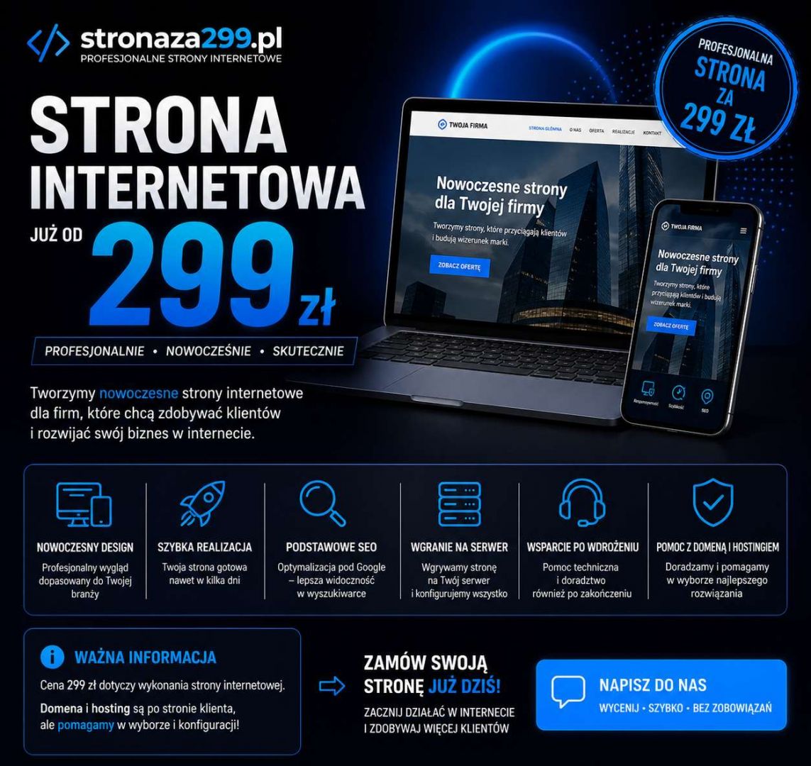 Strona WWW już od 299 PLN | Wystawiamy faktury cała Polska - Zdjęcie 1